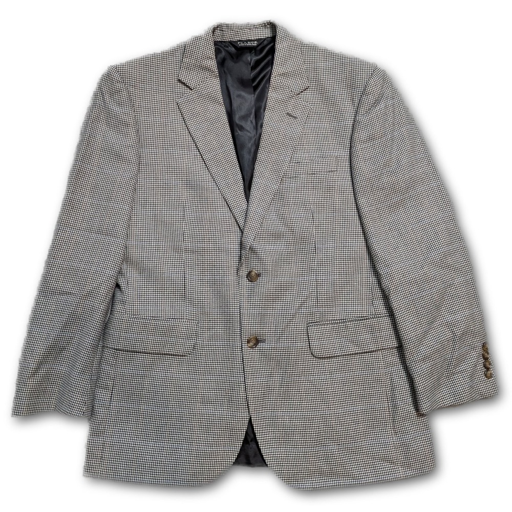 Jos A Bank Mens Blazer Houndstooth 40S Silk Blend Wool Lined Double-Vent Suit